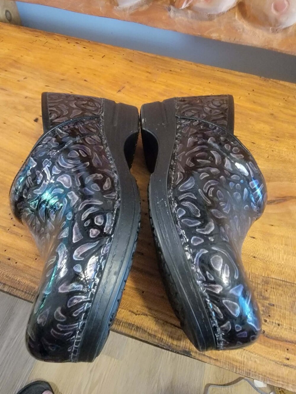 Dansko Sz 40=9 Pro XP Night Rose Black & Purple Floral Pantent Leather - Picture 8 of 10